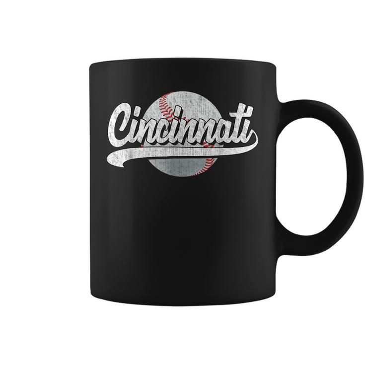 Vintage Cincinnati Graphic Funny Baseball Lover Player Retro  Coffee Mug