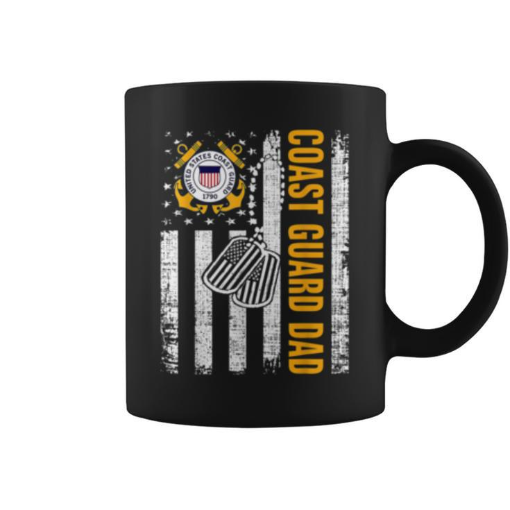Vintage Coast Guard Dad American Flag Cool Veteran Day Gift  Coffee Mug
