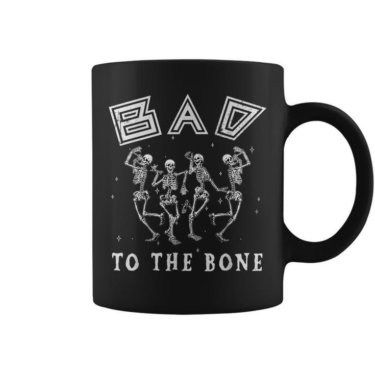 Vintage Dancing Skeleton Bad To The Bone Funny Halloween Dancing Funny Gifts Coffee Mug