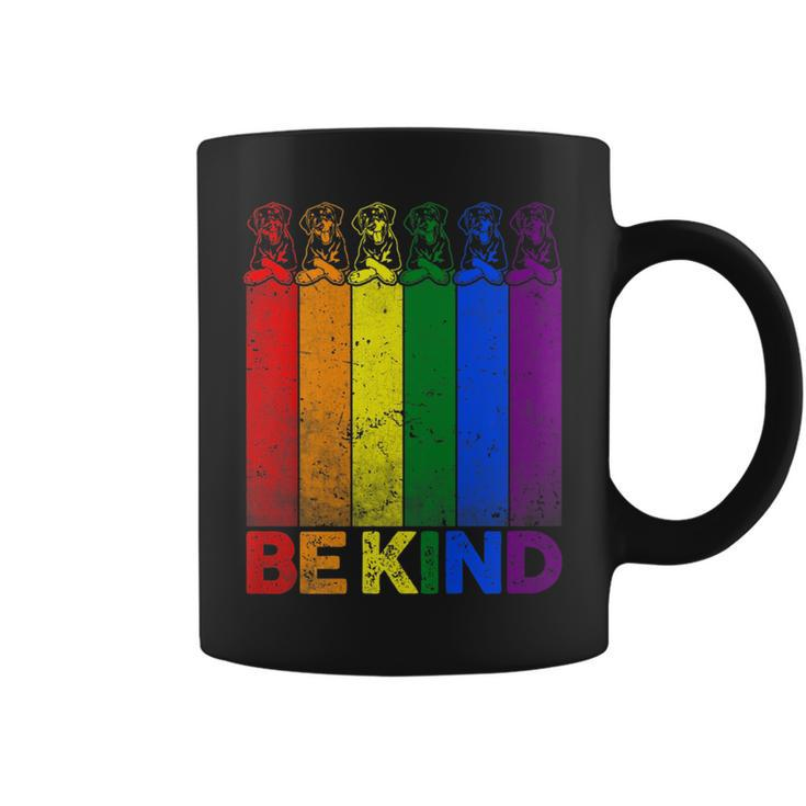 Vintage Doberman Rainbow Flag Be Kind Lgbt Pride   Coffee Mug