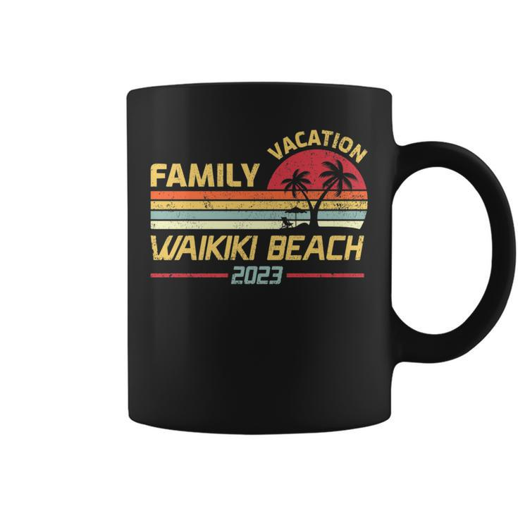 Vintage Family Vacation 2023 Hawaii Waikiki Beach   Coffee Mug