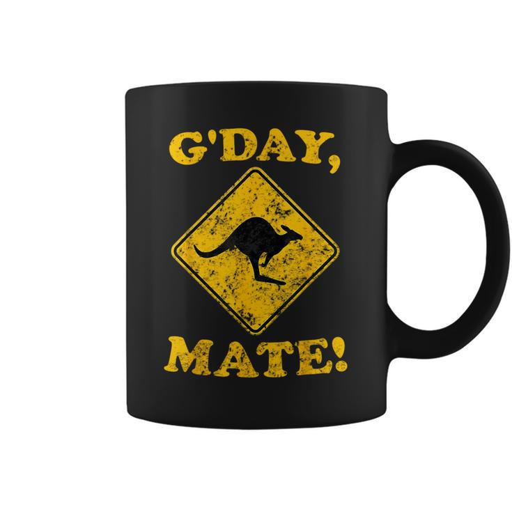 Vintage G'day Mate Kangaroo Road Sign Australia Aussie Roo Coffee Mug