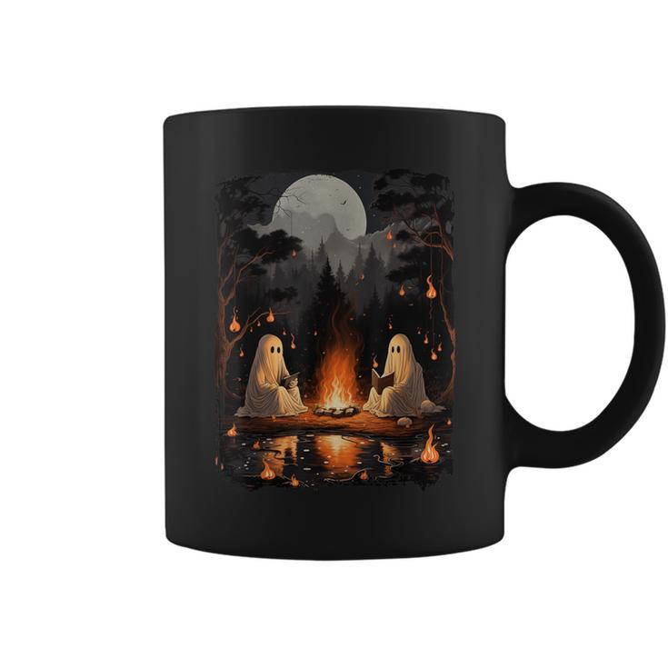 Vintage Ghost Book Reading Camping Gothic Halloween Teachers Coffee Mug