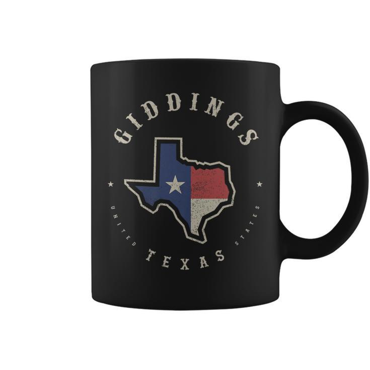 Vintage Giddings Texas State Flag Map Souvenir Coffee Mug