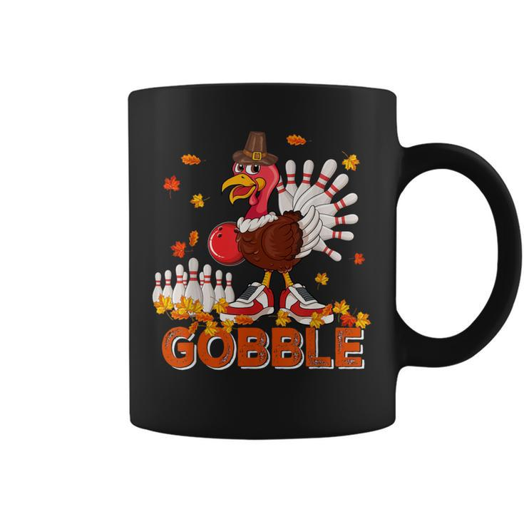 Vintage Gobble Thanksgiving Turkey Playing Bowling Player Coffee Mug