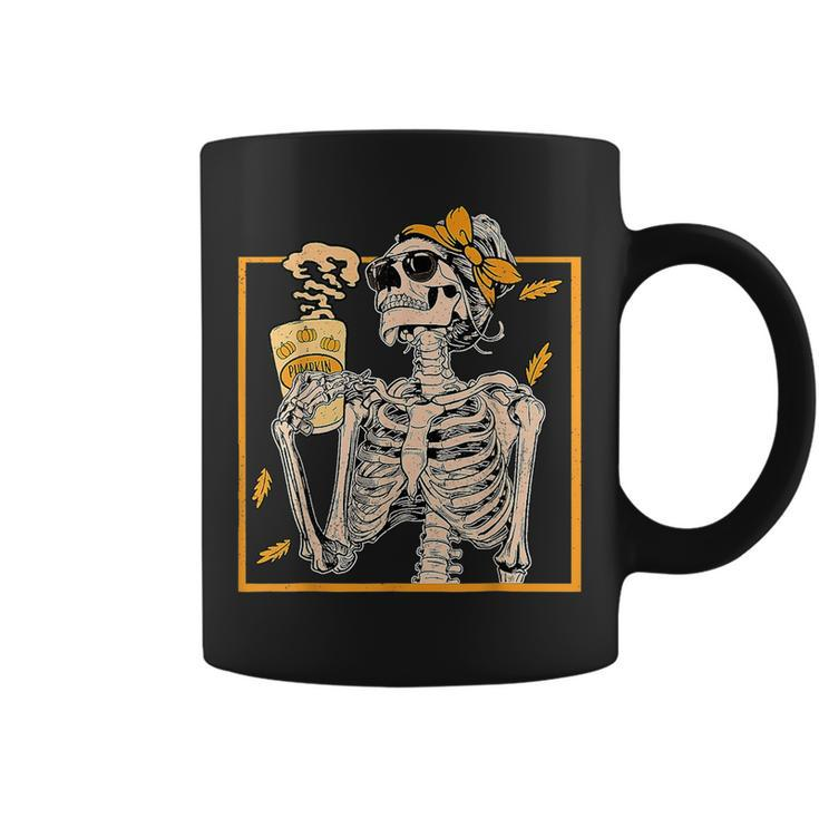 Vintage Halloween Skeleton Pumpkin Spice Latte Syrup Creamer Latte Funny Gifts Coffee Mug