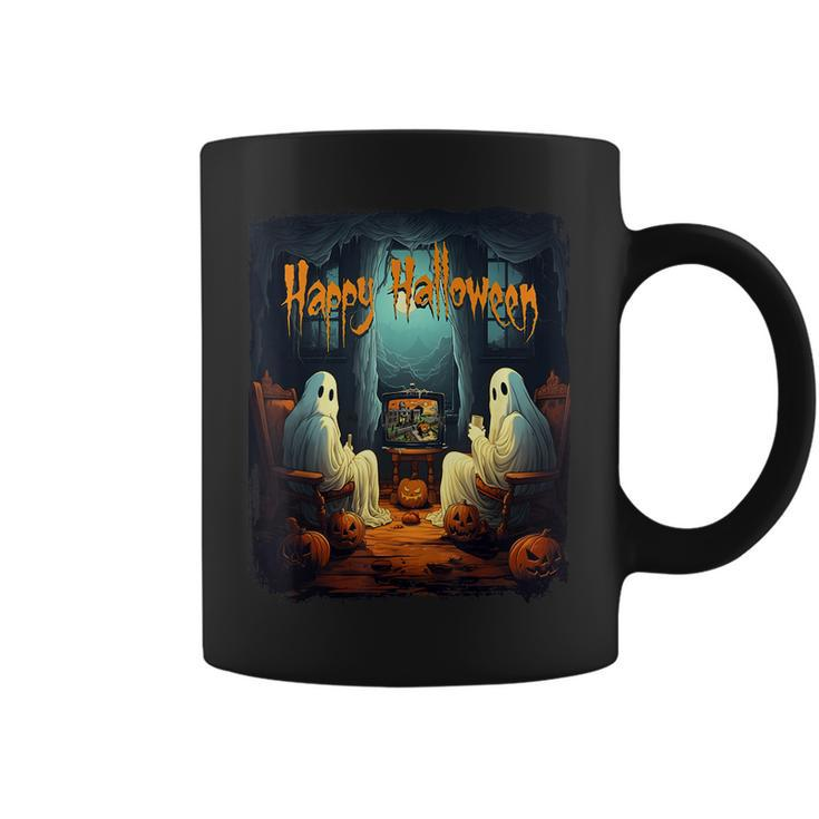 Vintage Happy Halloween Scary Ghost Horror Movie Pumpkin Happy Halloween  Coffee Mug