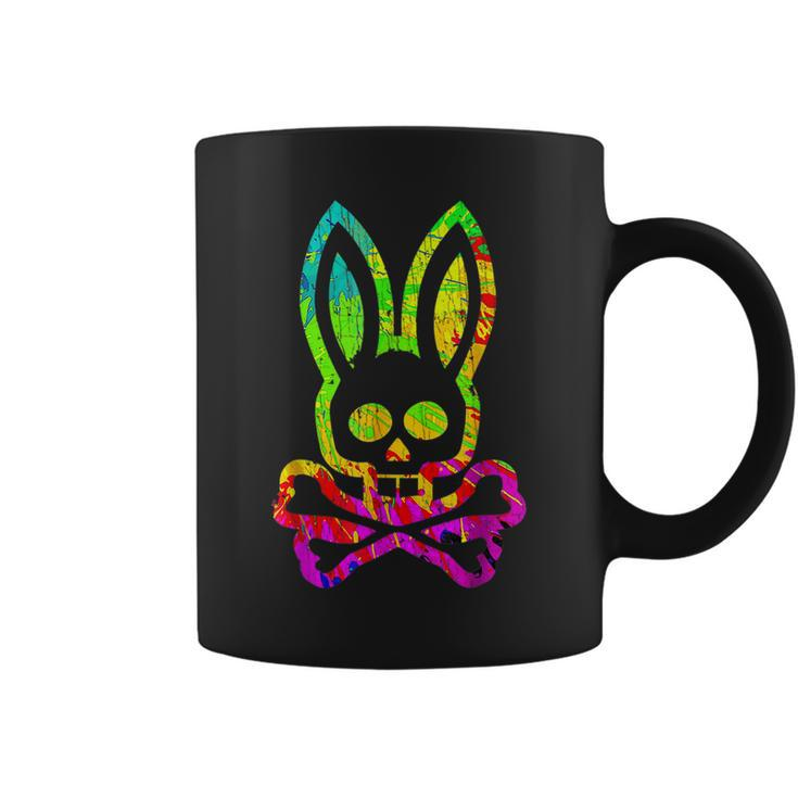 Vintage Horror Bunny Rabbit Face Tie Dye Happy Easter Day Rabbit Coffee Mug
