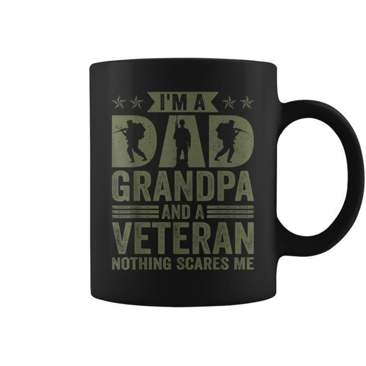 Vintage Im A Dad Grandpa And Veteran Nothing Scares Me  Coffee Mug