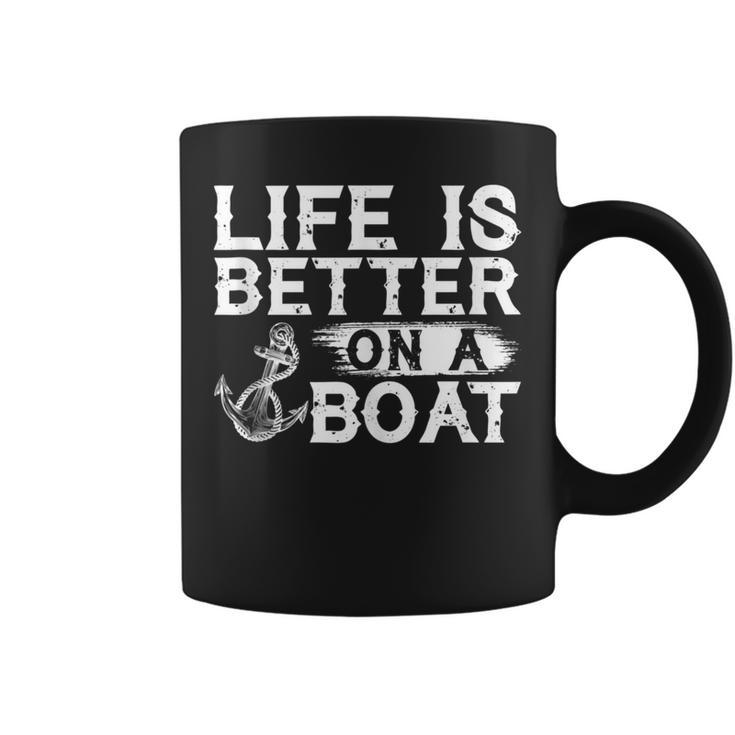 Vintage Life Is Better On A Boat Sailing Fishing Coffee Mug