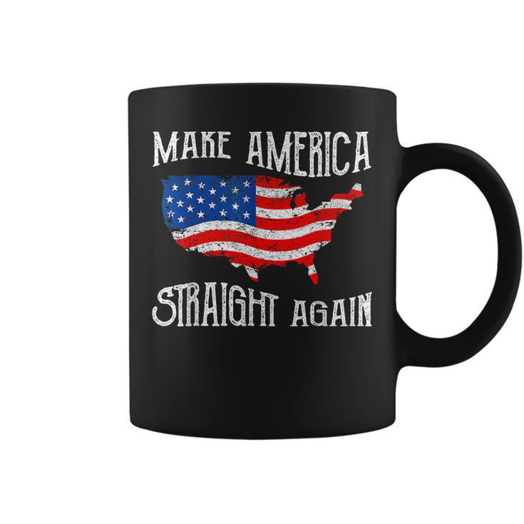Vintage Make America Straight Again Groovy American Us Flag Coffee Mug