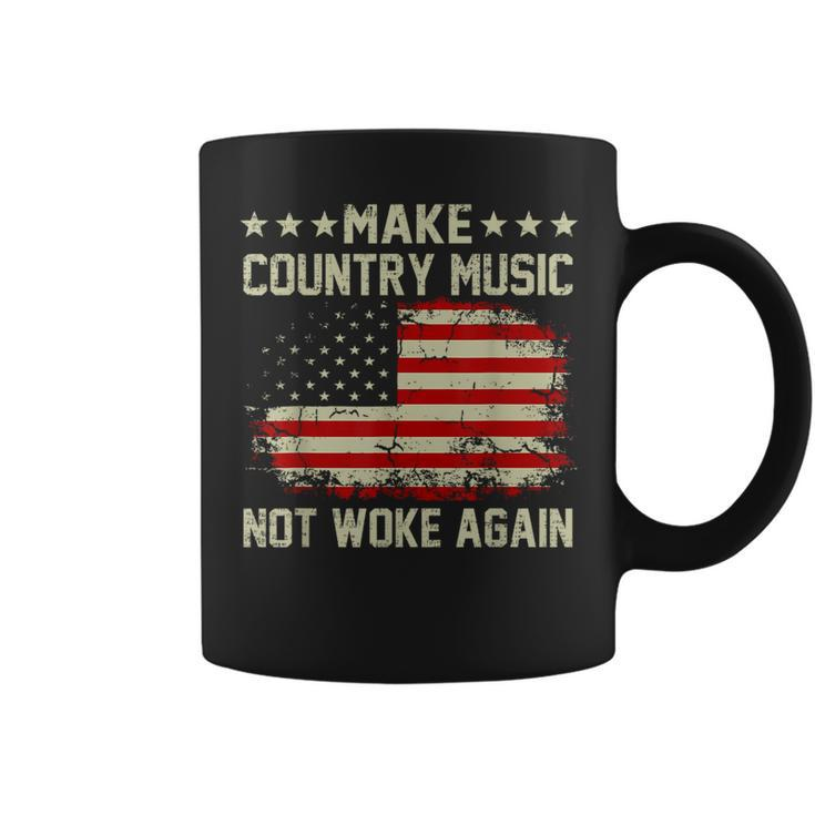 Vintage Make Country Music Not Woke Again American Flag  Coffee Mug