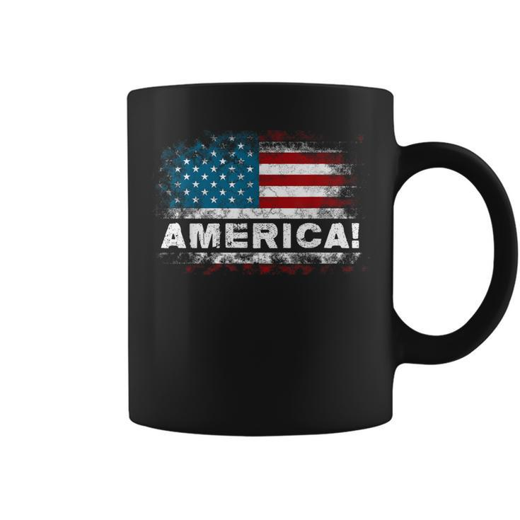 Vintage Merica 4Th Of July Usa Flag Patriotic American Mens Coffee Mug