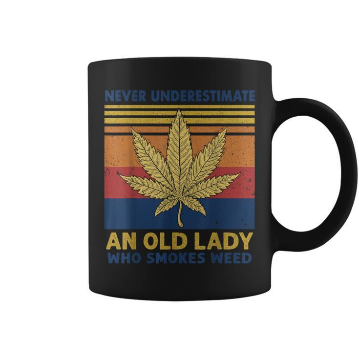 Vintage Never Underestimate An Old Lady Who Smoke Weed Women Weed Funny Gifts Coffee Mug