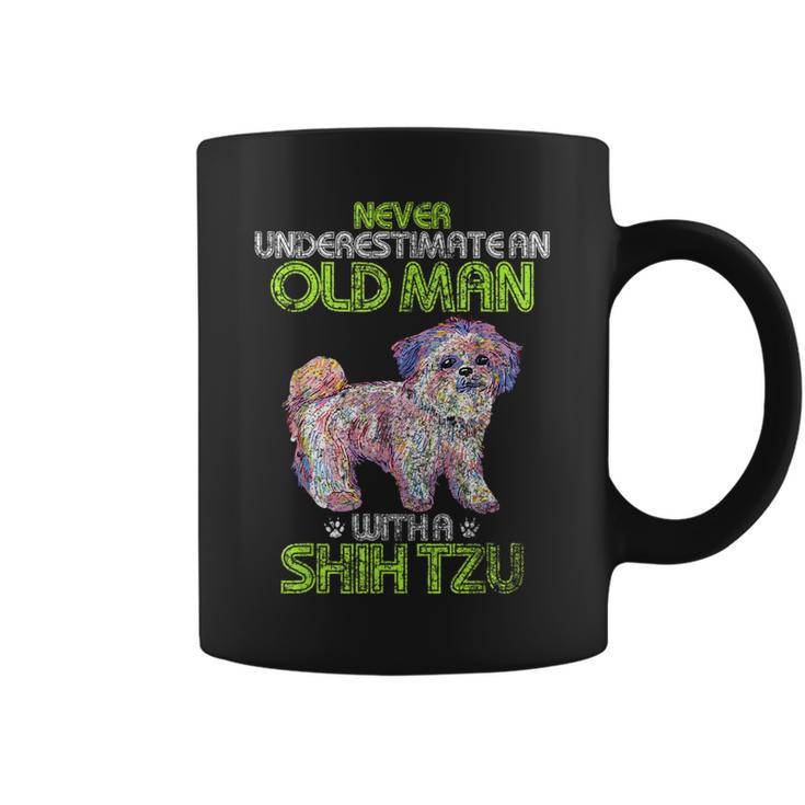 Vintage Never Underestimate An Old Man With A Shih Tzu Funny Gift For Mens Coffee Mug