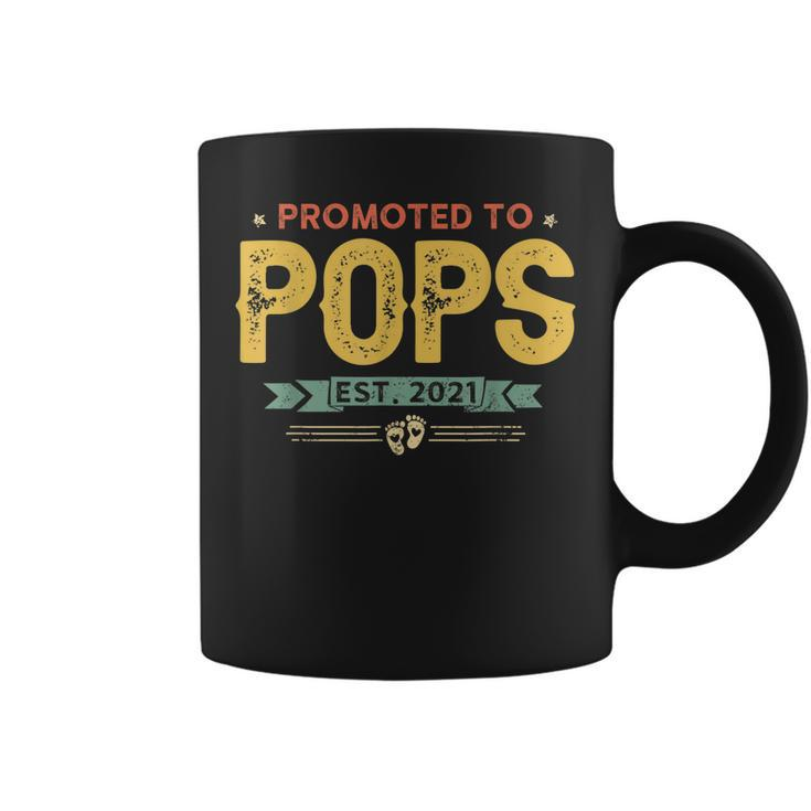 Vintage New Grandpa Promoted To Pops Est2021 New Baby  Coffee Mug