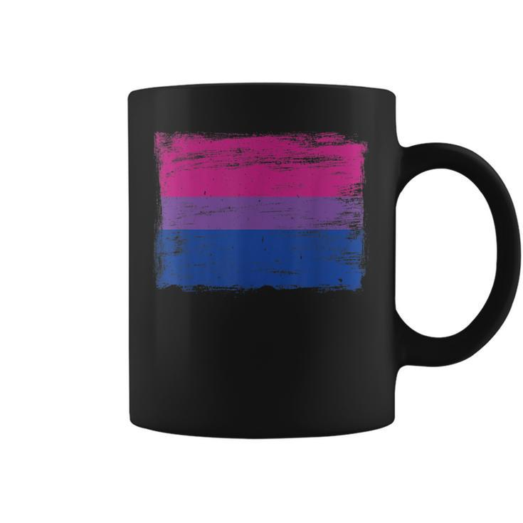 Vintage Painted Bisexual Pride Flag Pink Purple Blue  Coffee Mug