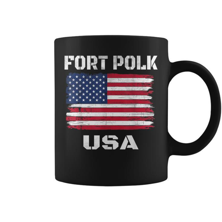 Vintage Patriotic Usa Flag Us Army Fort Polk  Coffee Mug