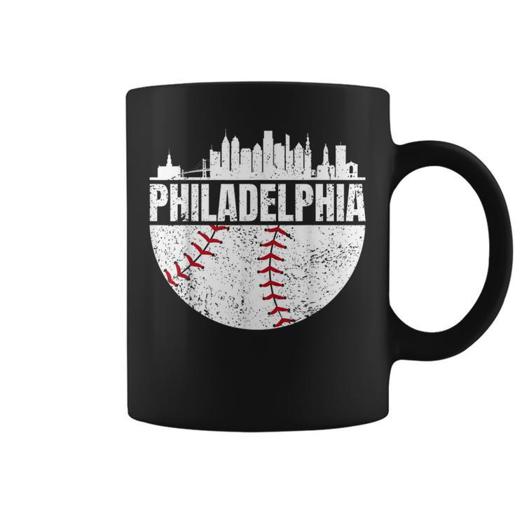 Vintage Philadelphia Skyline Baseball Retro Cityscap Coffee Mug