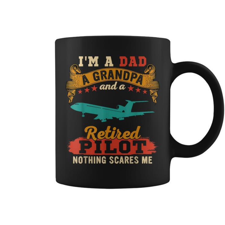 Vintage Proud I'm A Dad A Grandpa And A Retired Pilot Coffee Mug
