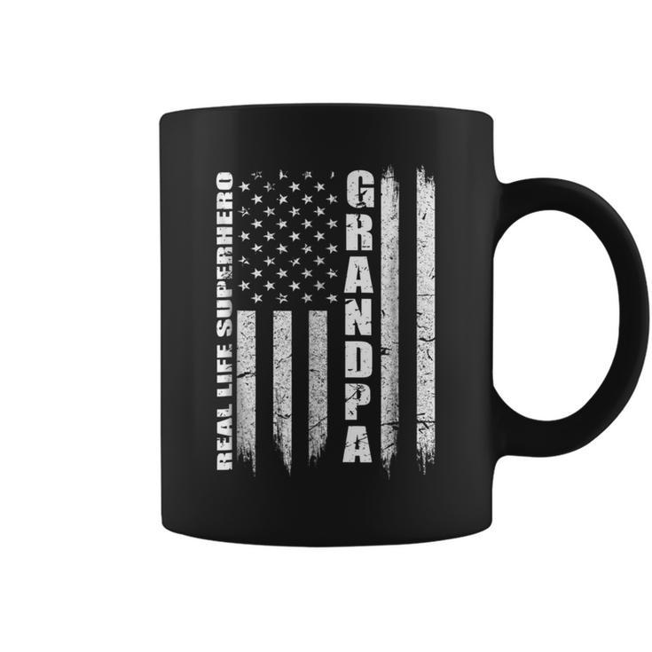 Vintage Real Life Superhero Grandpa American Flag  Gift For Mens Coffee Mug