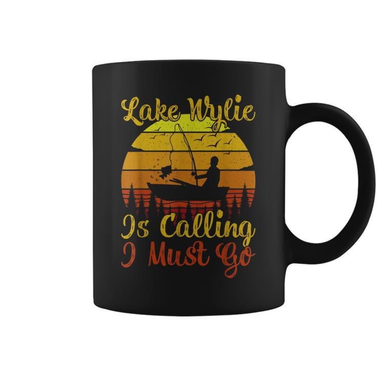 Vintage Retro Lake Wylie Is Calling I Must Go Fishing Coffee Mug