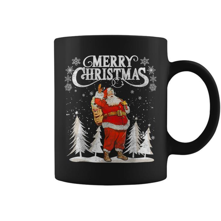 Vintage Retro Merry Christmas Santa Claus Pajama Family Coffee Mug