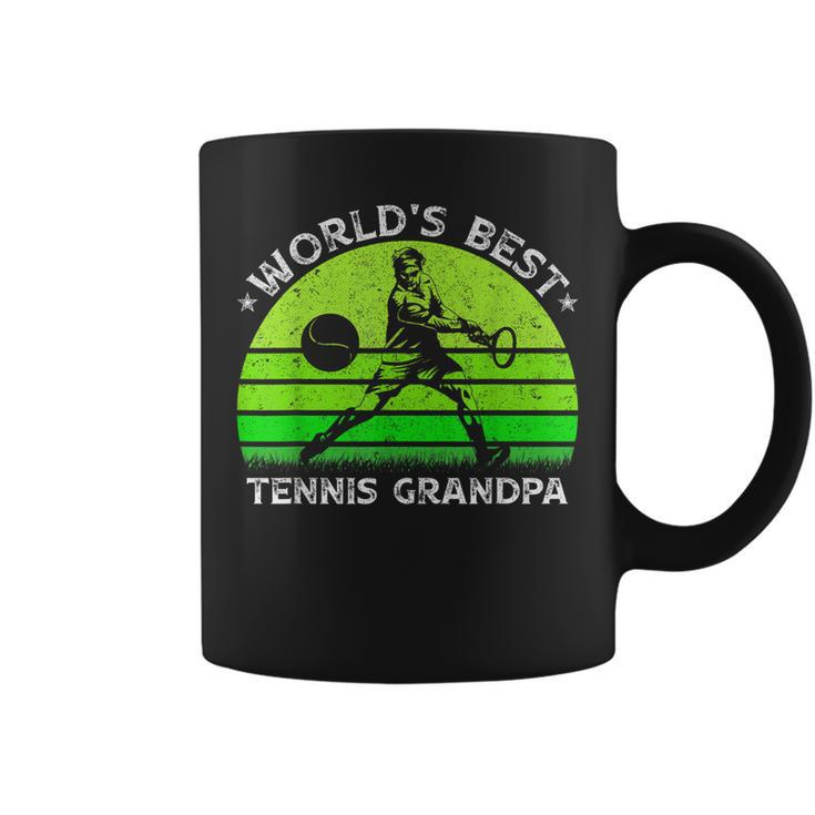 Vintage Retro Worlds Best Tennis Grandpa Silhouette Sunset  Coffee Mug