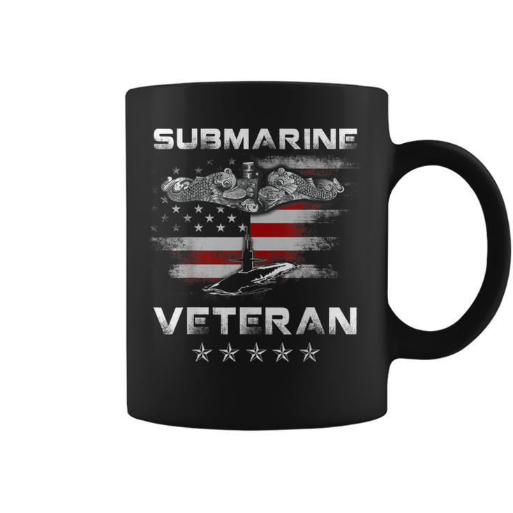 Vintage Submarine Veteran American Flag  Patriotic Coffee Mug
