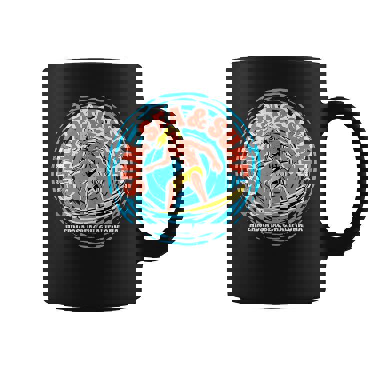 Vintage Sun Sea Surf Hermosa Beach California Retro Surfing Coffee Mug