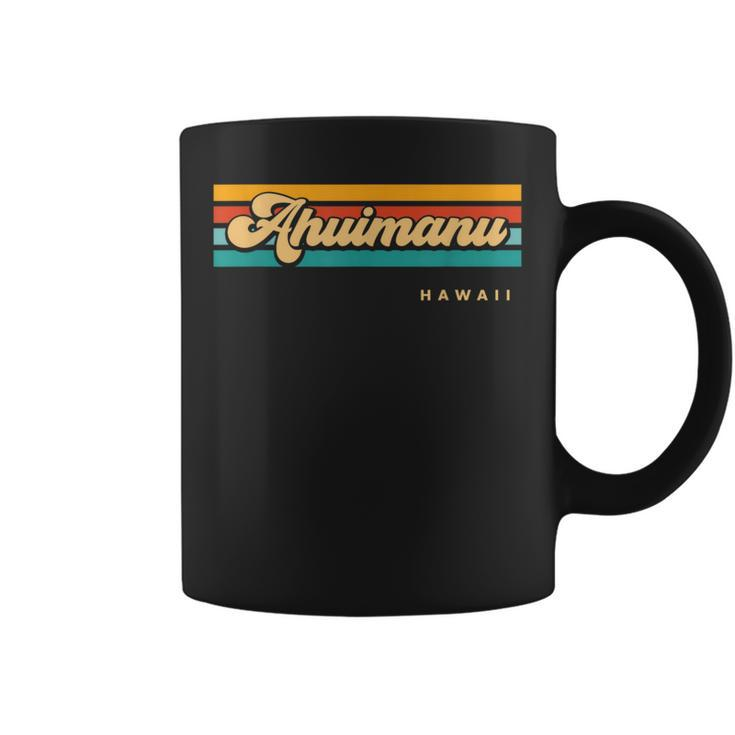 Vintage Sunset Stripes Ahuimanu Hawaii Coffee Mug