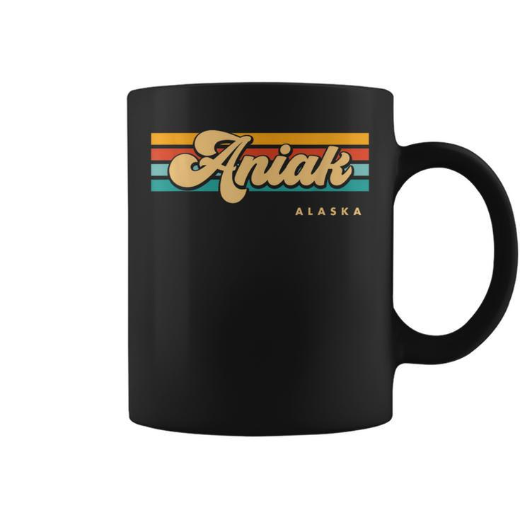 Vintage Sunset Stripes Aniak Alaska Coffee Mug