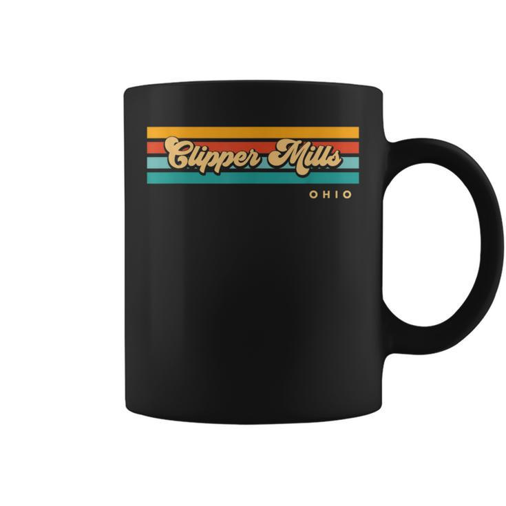 Vintage Sunset Stripes Clipper Mills Ohio Coffee Mug
