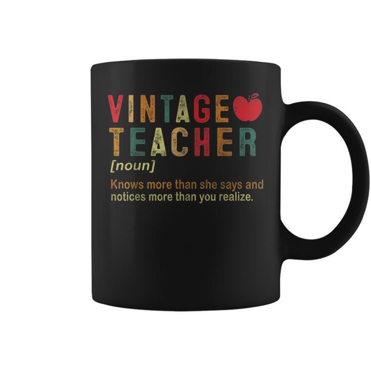 Vintage Teacher Knows More Than She Says Funny Definition Coffee Mug