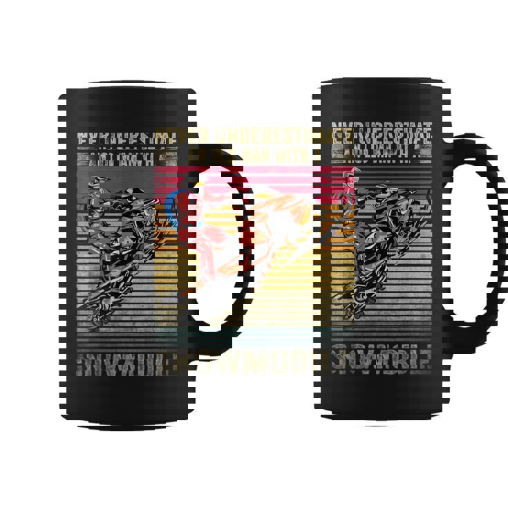 Vintage Never Underestimate An Old Man With A Snowmobile Coffee Mug