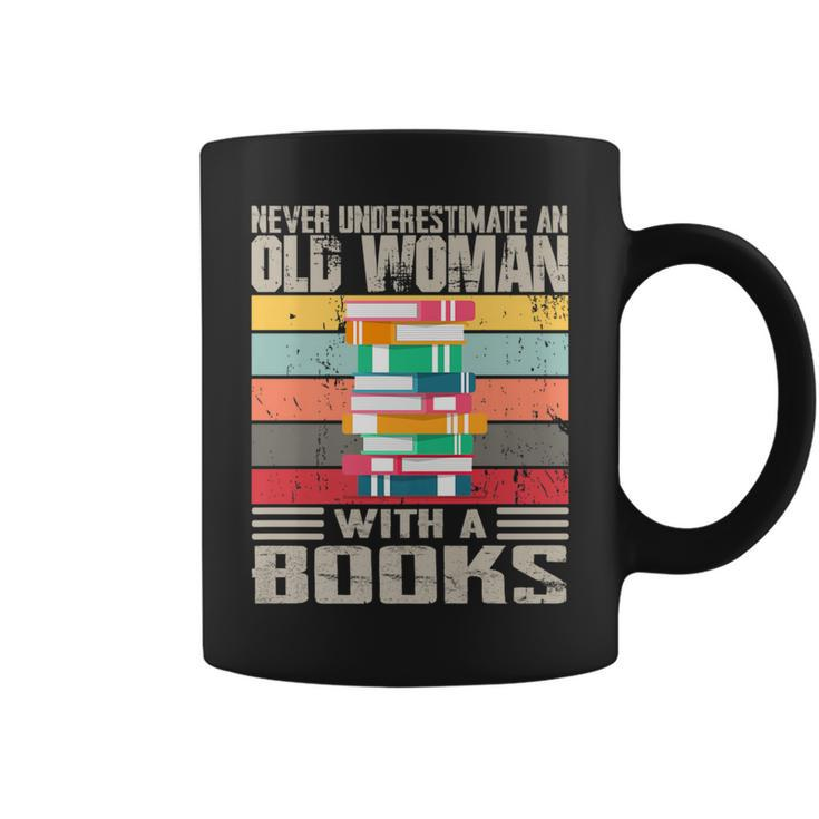 Vintage Never Underestimate An Old Woman With Books Lovers Coffee Mug