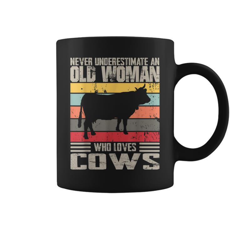 Vintage Never Underestimate An Old Woman Who Loves Cows Cute Coffee Mug