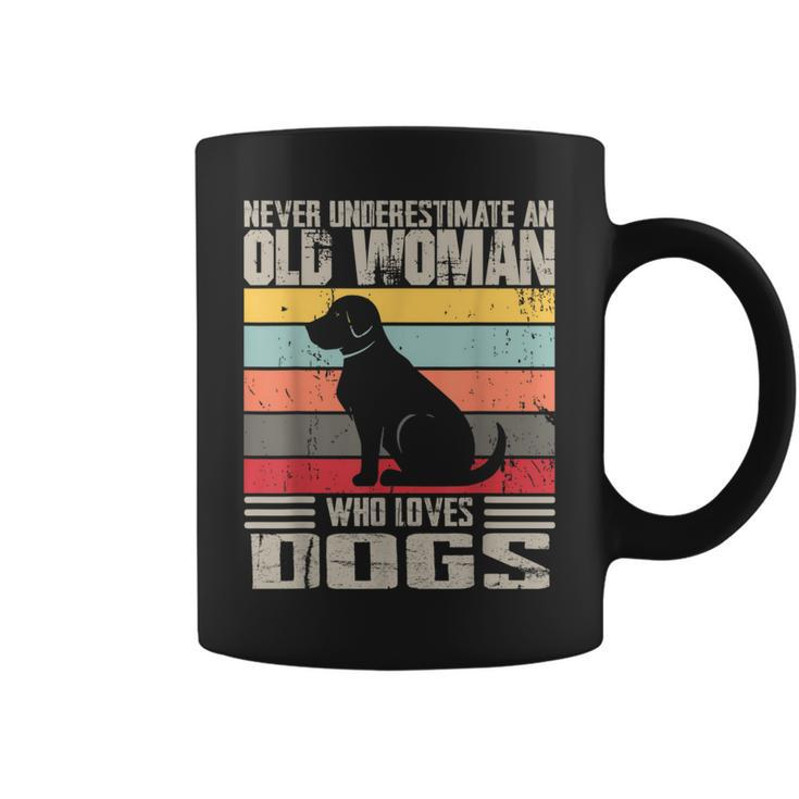 Vintage Never Underestimate An Old Woman Who Loves Dogs Cute Coffee Mug