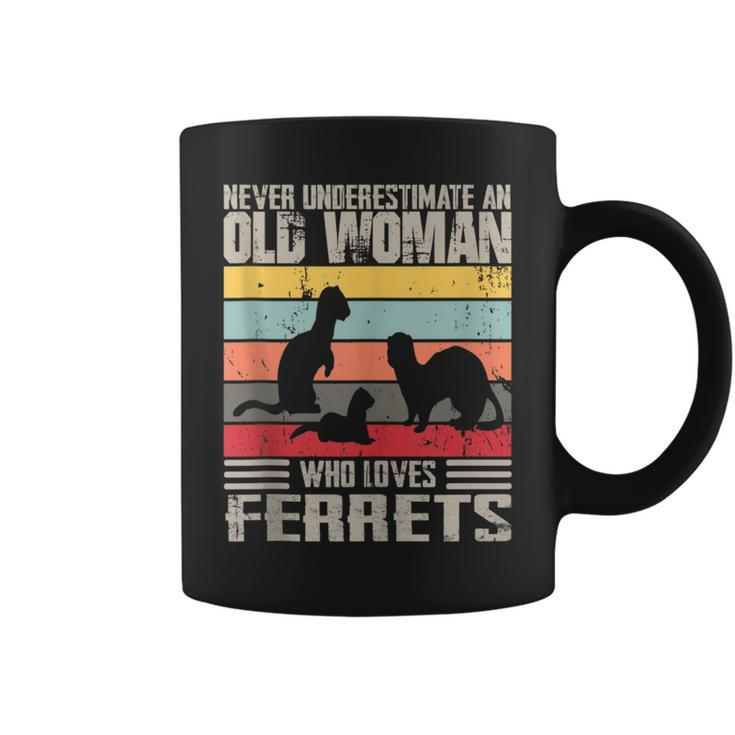 Vintage Never Underestimate An Old Woman Who Loves Ferrets Coffee Mug