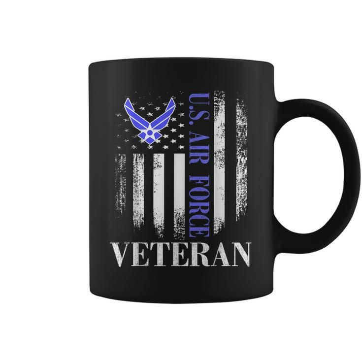 Vintage Us Air Force Veteran With American Flag  Coffee Mug