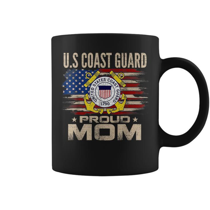 Vintage Us Coast Guard Proud Mom With American Flag Gifts For Mom Funny Gifts Coffee Mug