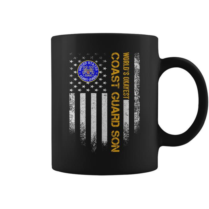 Vintage Usa American Flag Worlds Okayest Us Coast Guard Son Usa Funny Gifts Coffee Mug