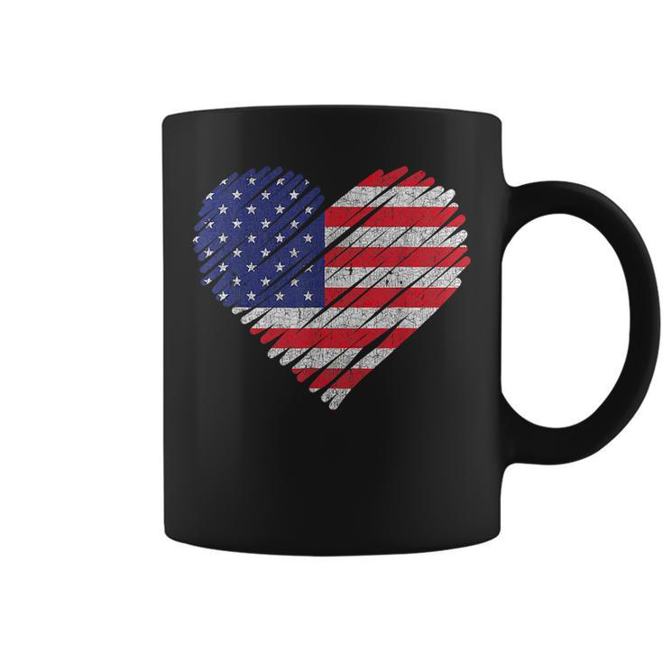 Vintage Usa Flag 4Th Of July Heart American Patriotic  Coffee Mug