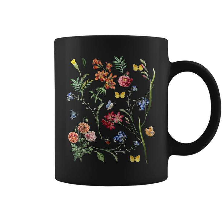 Vintage Wild Botanical Flower Cottagecore Gardening Lover  Coffee Mug