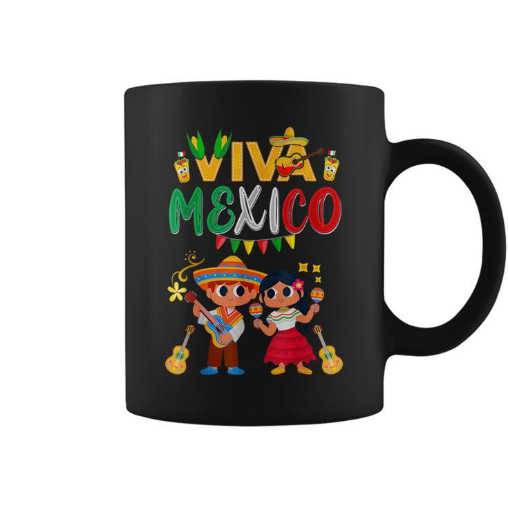 Viva Mexico Boys Girl Maracas Guitar Mexican Independence Coffee Mug