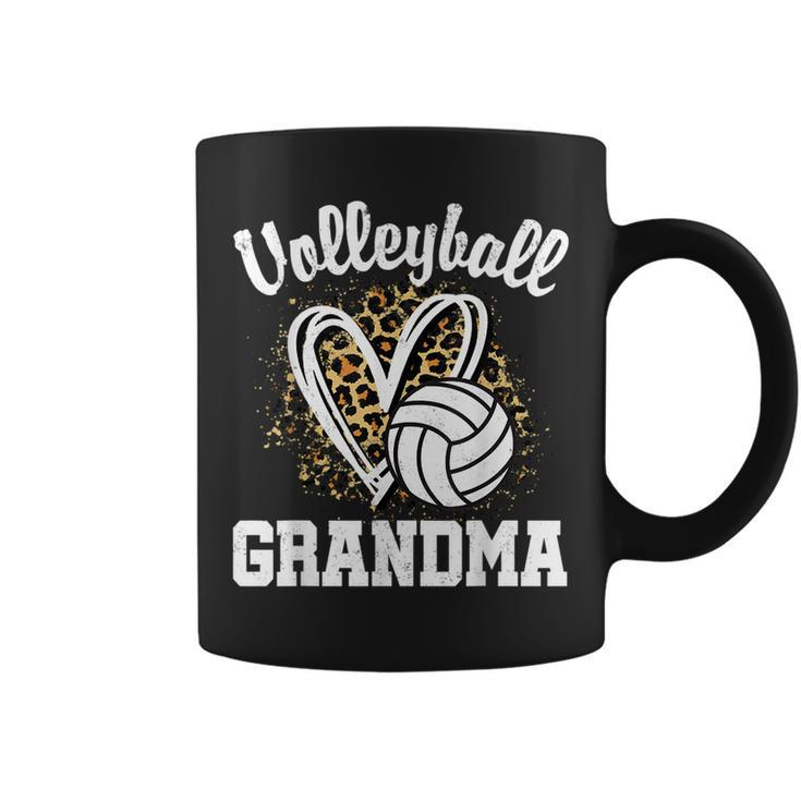 Volleyball Grandma Leopard Heart Coffee Mug