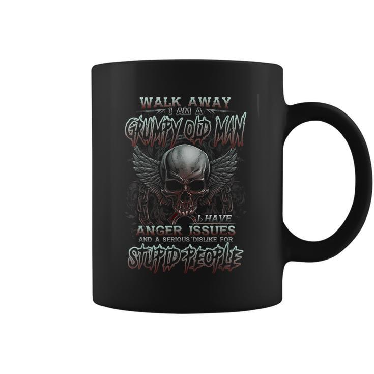 Walk Away I Am A Grumpy Old Man I Have Anger Issues Skull  Coffee Mug