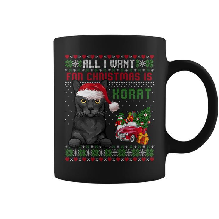 All I Want For Christmas Is Korat Cat Ugly Christmas Sweater Coffee Mug