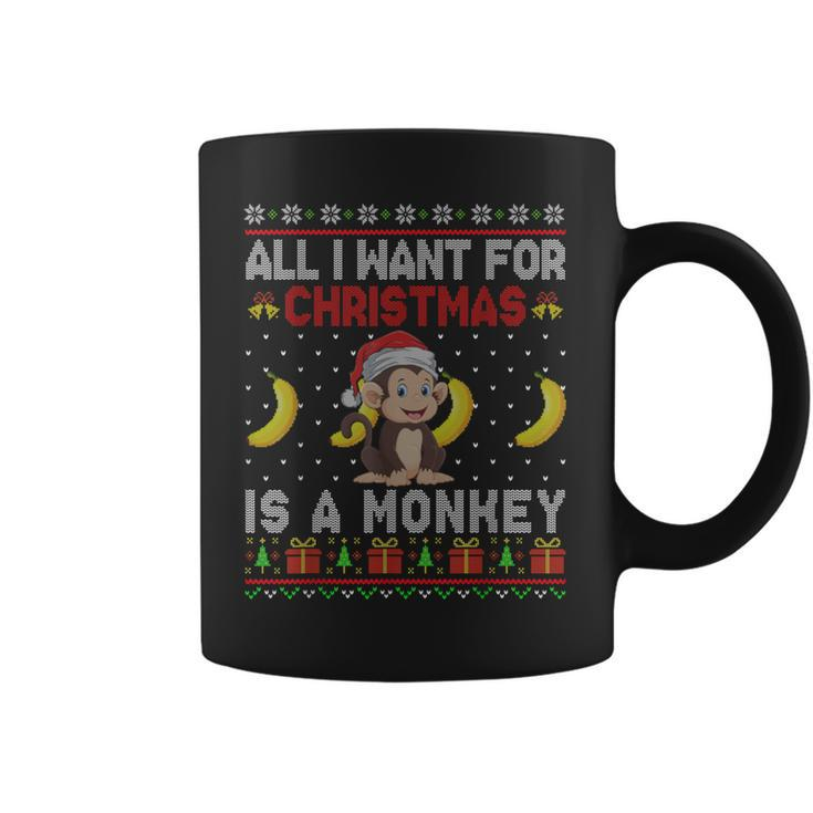 I Want For Christmas Is A Monkey Boy Girl Ugly Sweater Coffee Mug