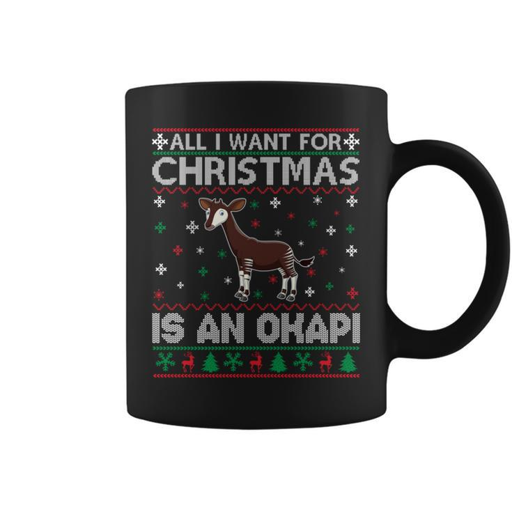 All I Want For Christmas Is An Okapi Ugly Xmas Sweater Coffee Mug